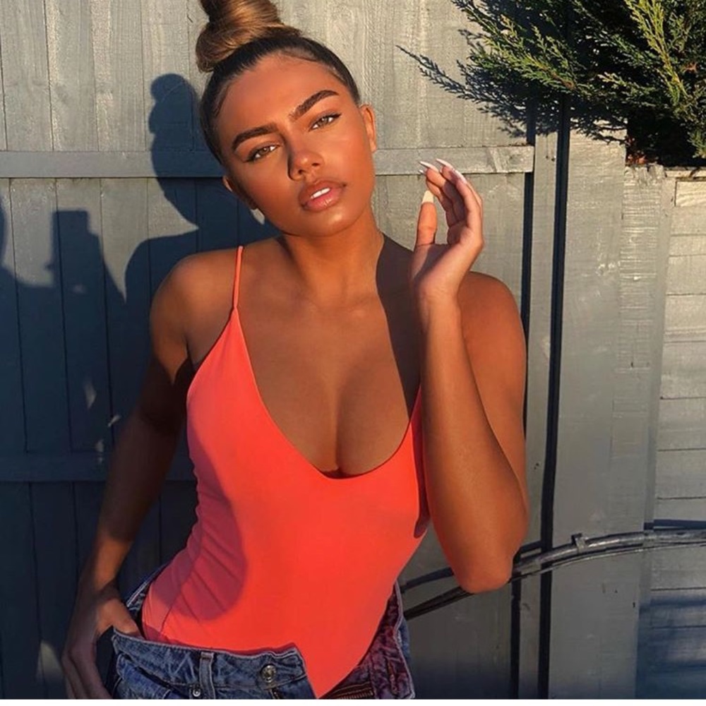 Fashion Nova Neon peach bodysuit